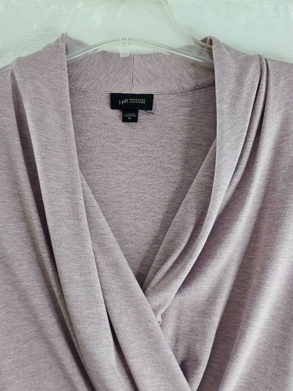 J. Jill Wearever Women Tunic Top Lavender V Neckline 3/4 Sleeve Size XL Stretch - Picture 3 of 13